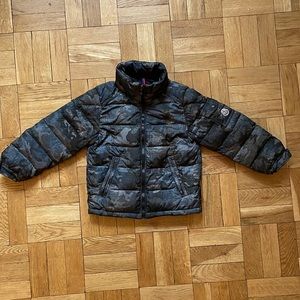 MONCLER | Boys puffer coat green camo down jacket.